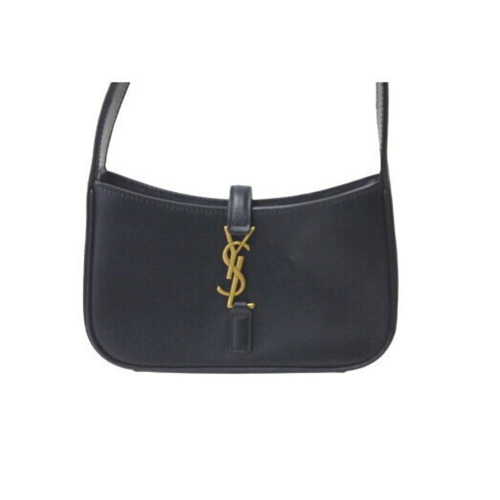 SAINT LAURENT Hobo Shoulder Leather Bag Black Gold - Picture 2 of 8